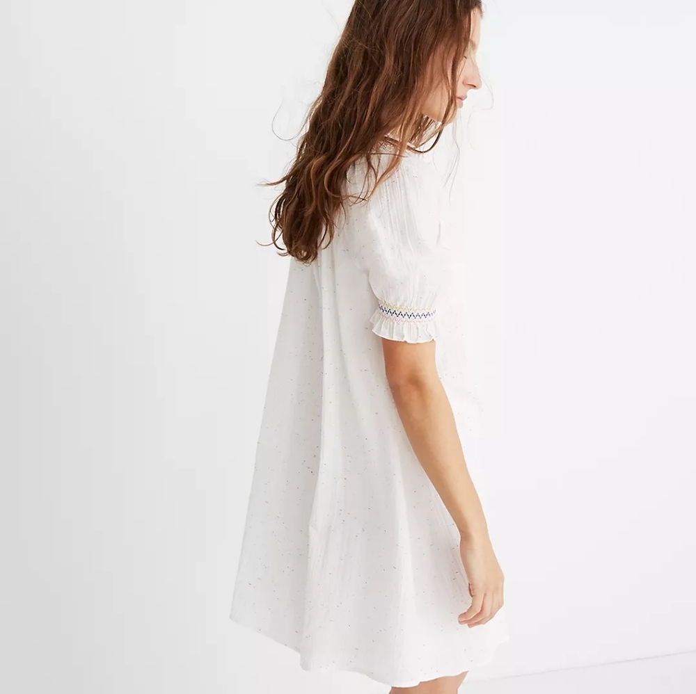 Madewell Rainbow Smocked Trapeze Dress L NEW L3449 - Picture 2 of 12